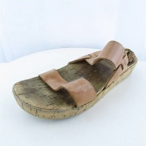 Korks Women Ankle Strap Shoes Brown Leather‎ Buckle Size 7 Medium (B, M)